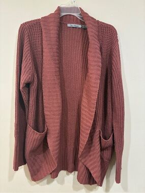 jason maxwell Rose-Mauve Open-Front Pocket Cardigan